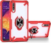 Matte TPU + PC magnetische schokbestendige hoes met ringhouder voor Samsung Galaxy A50 (rood)