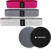 Navaris weerstandsbanden en core sliders - Trainingsbanden - Voor buikspiertraining, armen en benen - Fitnessaccessoires - Set van 5