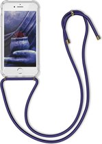 kwmobile telefoonhoesje compatibel met Apple iPhone SE (2022) / SE (2020) / 8 / 7 - Hoesje met koord - Back cover in transparant / blauw