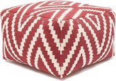 Sunfield ottoman | 55x37x55 cm poef | Kilim vloerkussen Peru Rood| Kleurrijke Poef