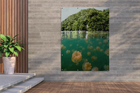 Tuinposter 120x160 cm - Tuindecoratie Kwal - Water - Groen - Poster voor in de tuin - Buiten decoratie - Schutting tuinschilderij - Tuindoek muurdecoratie - Wanddecoratie balkondoek