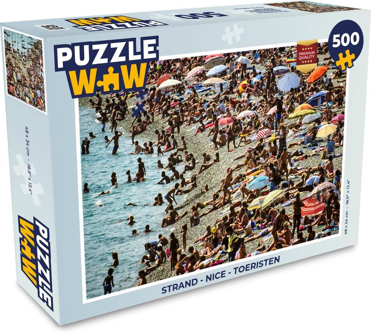 Afbeelding van product PuzzleWow  Puzzel Strand - Nice - Toeristen - Legpuzzel - Puzzel 500 stukjes