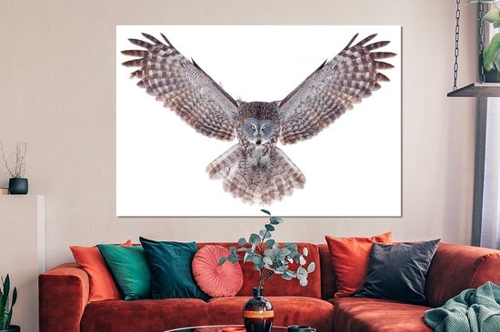 Décoration murale Métal - Peinture Aluminium - Hibou volant - 150x100 cm