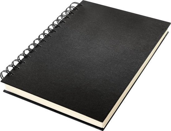 Kangaro dummyboek - A5 - zwart - met spiraal - 160 blanco pagina's - 140 grams cream papier - linnen kaft - K-5308 - Kangaro