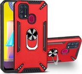 Voor Samsung Galaxy M31 PC + TPU-beschermhoes met 360 graden draaibare ringhouder (rood)