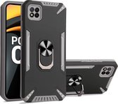 Voor Xiaomi Poco C3 PC + TPU-beschermhoes met 360 graden draaibare ringhouder (grijs)