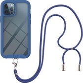 Starry Sky Solid Color Series Schokbestendige pc + TPU-beschermhoes met nekriem voor iPhone 11 Pro (blauw)