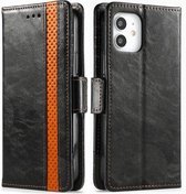 CaseNeo Business Splicing Dual Magnetic Buckle Horizontal Flip PU Leather Case met houder & kaartsleuven & portemonnee voor iPhone 12/12 Pro (zwart)