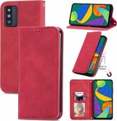 Voor Samsung Galaxy F52 Retro Skin Feel Business Magnetische Horizontale Flip Lederen Case met Houder & Kaartsleuven & Portemonnee & Fotolijst (Rood)