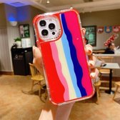 Rainbow TPU + PC Glass Shockproof Case voor iPhone 12/12 Pro (Regenboogpatroon Rood)