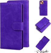 Skin Feel Pure Color Horizontale Flip Leather Case met Houder & Kaartsleuven & Portemonnee Voor iPhone 13 (Paars)