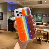 Sliding Camera Cover Design Rainbow Epoxy TPU + PC Shockproof Case voor iPhone 12 Pro (Regenboogpatroon 3)