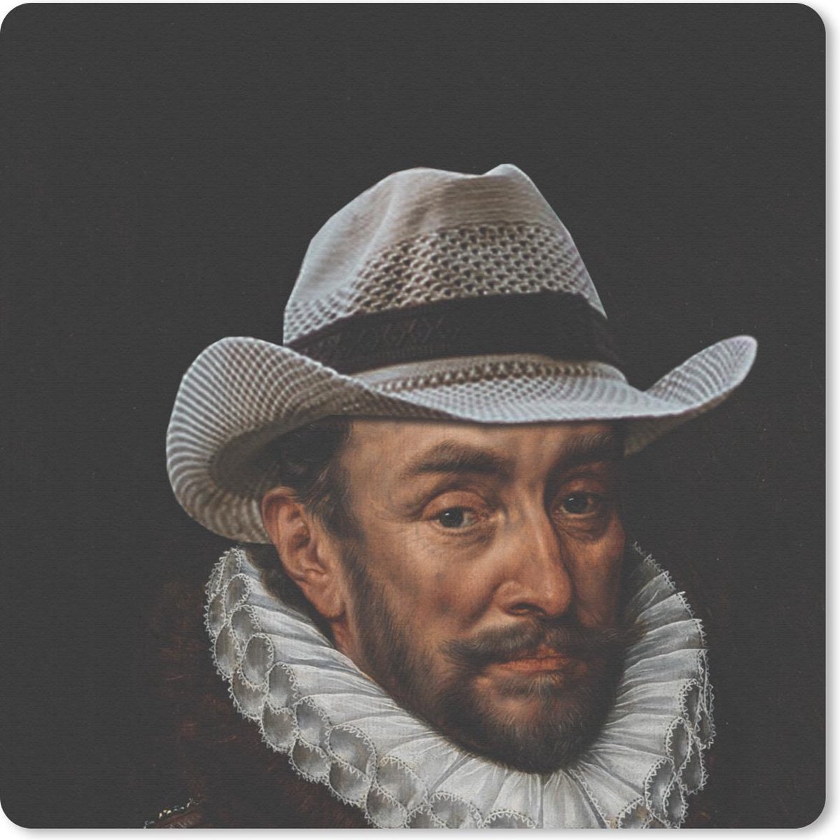 Muismat 20x20 cm - Mousepad Willem van Oranje - Kunst - Hoed - Muismatten