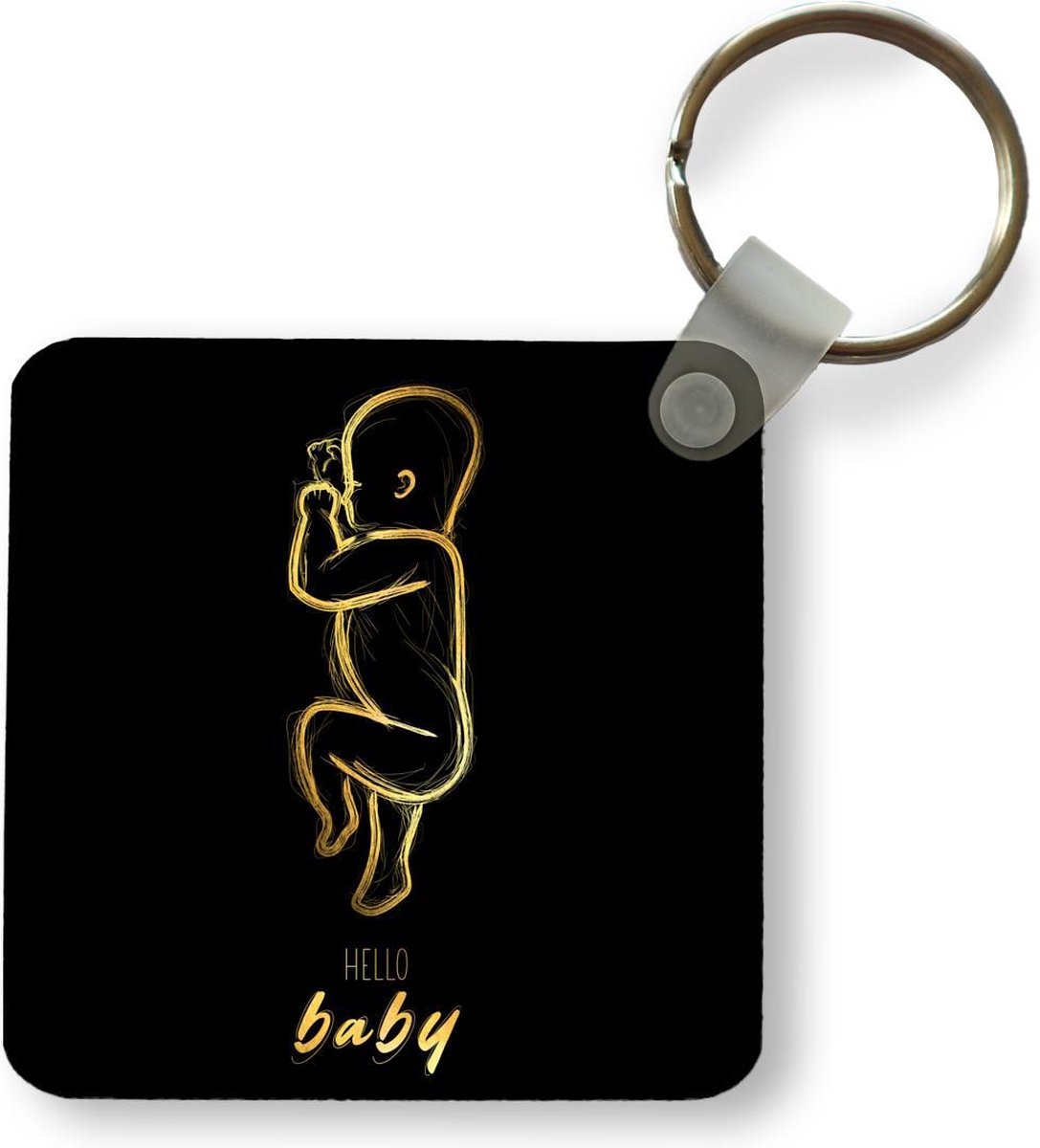 Sleutelhanger - Uitdeelcadeautjes - Quotes - Hello baby - Goud - Geboorte - Spreuken - Plastic