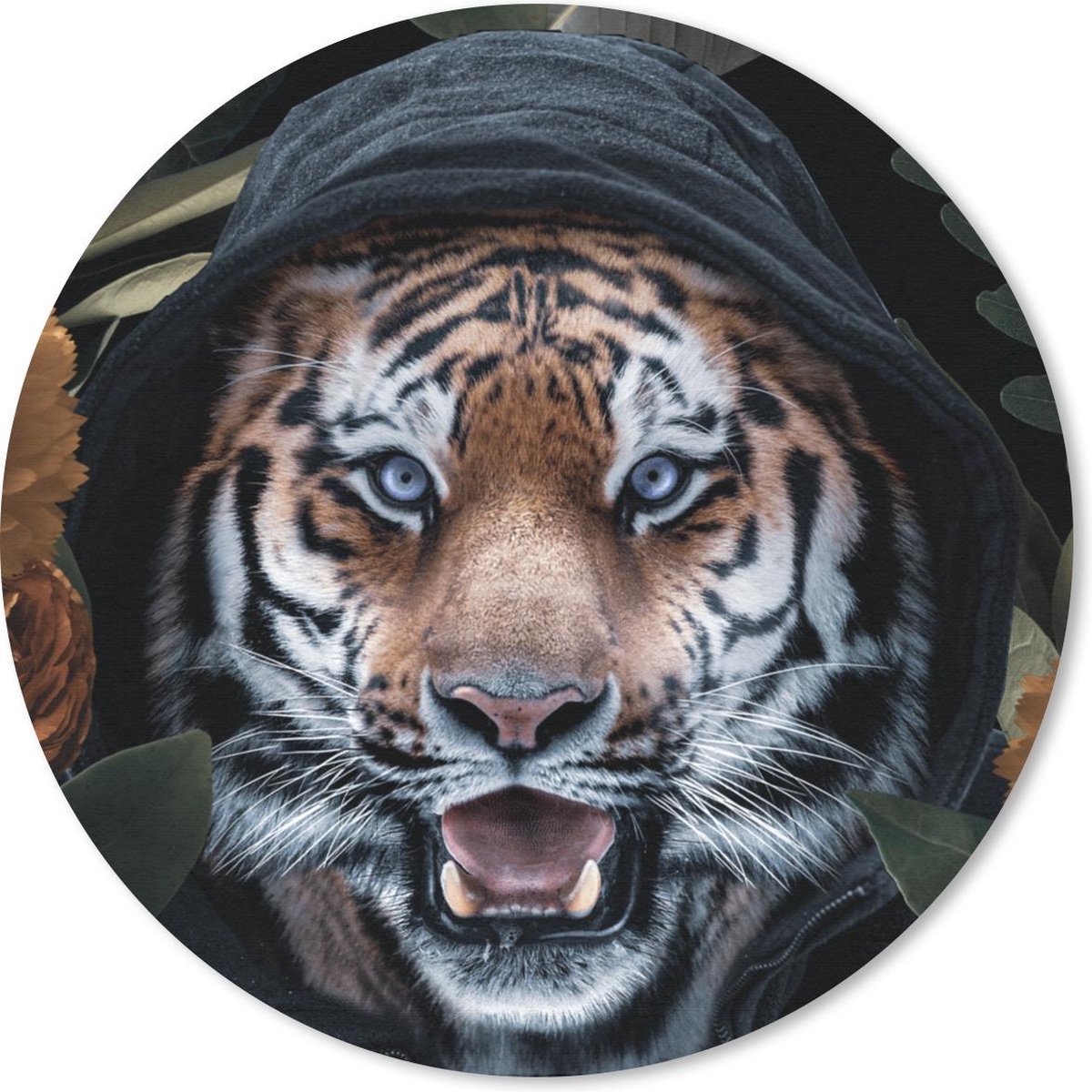 Muismat rond 20x20 cm - Mousepad Tijger - Kleding - Bloemen - Ronde muismatten