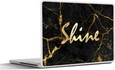 Laptop sticker - 12.3 inch - Quote - Shine - Goud - Marmer - 30x22cm - Laptopstickers - Laptop skin - Cover