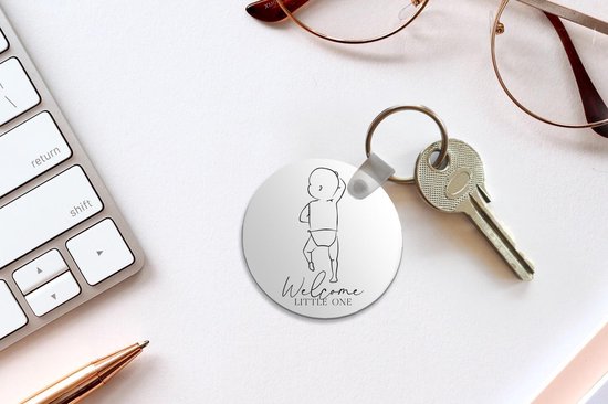 Porte-clés - Bébé - Welcome little one - Proverbes - Geborote - citations - Plastique - Rond - Distribuer des cadeaux