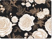 Muismat - Mousepad - Rozen - Zwart - Wit - Patronen - 23x19 cm - Muismatten