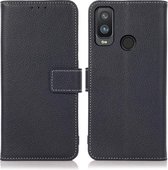 Voor Alcatel 1L 2021 Litchi Textuur PU + TPU Horizontale Flip Lederen Case met Houder & Kaartsleuven & Portemonnee (Donkerblauw)
