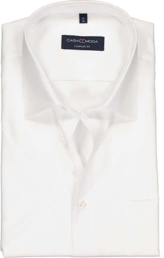 CASA MODA comfort fit overhemd - korte mouw - wit - Strijkvrij - Boordmaat:  41 | bol