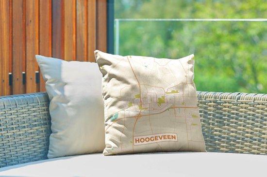 Coussin de jardin - Plan d'étage - Hoogeveen - Vintage - 40x40 cm - Résistant aux intempéries