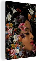 Peintures sur Toile Femme - Maquillage - Flora - 40x60 cm - Décoration murale