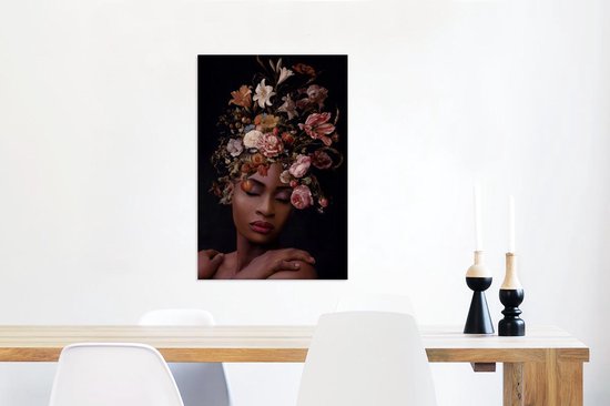 Peintures sur Toile Bouquet - Femme - Maquillage - 40x60 cm - Décoration murale