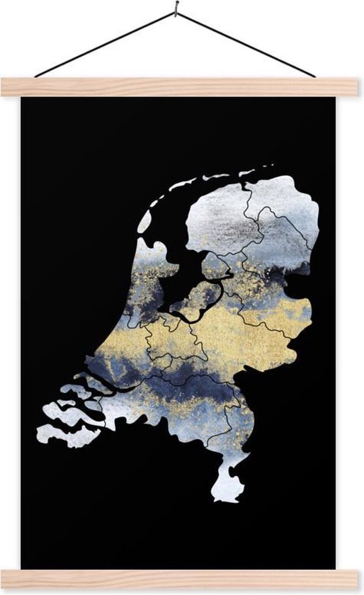 Porte-affiche avec affiche - Affiche scolaire - Kaart Europa - Blauw - Zwart - 120x180 cm - lattes vierges