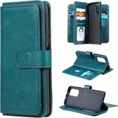 Voor Xiaomi Redmi K40 Multifunctionele magnetische koperen gesp Horizontale flip effen kleur lederen tas met 10 kaartsleuven & portemonnee & houder & fotolijst (donkergroen)