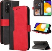 Voor Samsung Galaxy A03s Zakelijke Stiksels-Kleur Horizontale Flip PU Lederen Case met Houder & Kaartsleuven & Fotolijst (Rood)