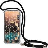 Casetastic Apple iPhone 7 / iPhone 8 / iPhone SE (2020) Hoesje met koord - Lanyard Case - Ombre Dream Cubes Print