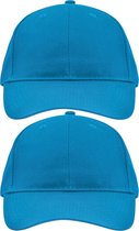 2x stuks 6-panel baseball turquoise blauwe caps/petjes