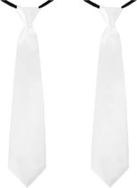 4x stuks witte stropdas 40 cm verkleedaccessoire voor dames/heren - carnaval verkleed artikelen