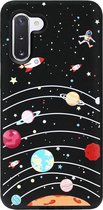 - ADEL Siliconen Back Cover Softcase Hoesje Geschikt voor Samsung Galaxy Note 10 - Ruimte Heelal Cartoon
