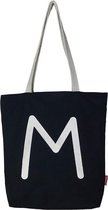 Stevige Boodschappentas Zwart , letter M