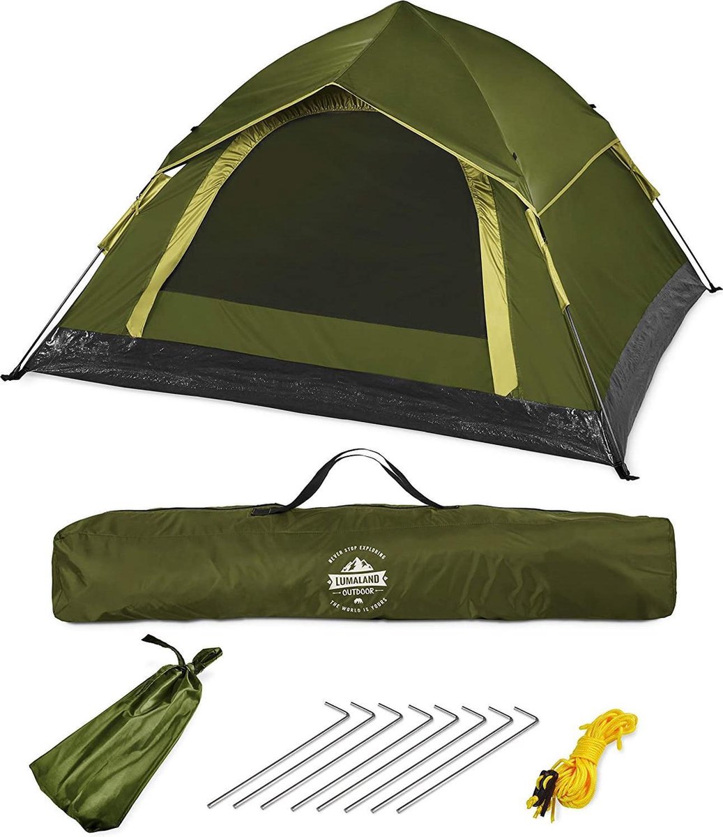 pop-up tent -lumaland outdoor lichtgewicht pop-up tent 3 persoon tent camping festival tweede tent 210 x 190 x 110 cm draagtas. - (WK 02123)