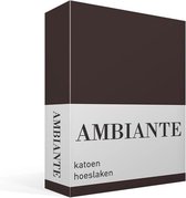 Ambiante Cotton Uni - Hoeslaken - Eenpersoons - 90x210/220 cm - Brown