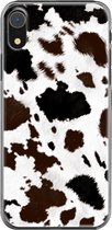 Apple iPhone XR Telefoonhoesje - Transparant Siliconenhoesje - Flexibel - Met Dierenprint - Koeien Patroon - Donkerbruin