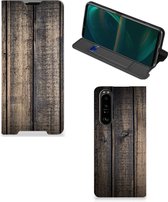 Leuk Case Cadeau voor Mannen Sony Xperia 5 III Smart Cover Steigerhout