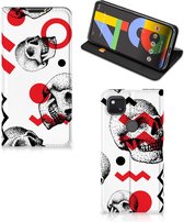Bookstyle Case Google Pixel 4a Smart Cover Skull Red