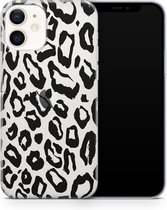 ShieldCase Panther Pattern geschikt voor Apple iPhone 12 Mini hoesje - transparant/zwart + glazen Screen Protector