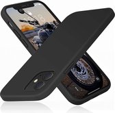 Ceezs geschikt voor Apple iPhone 12 Mini hoesje siliconen / geschikt voor Apple iPhone 12 Mini case silicone zwart + glazen Screen Protector