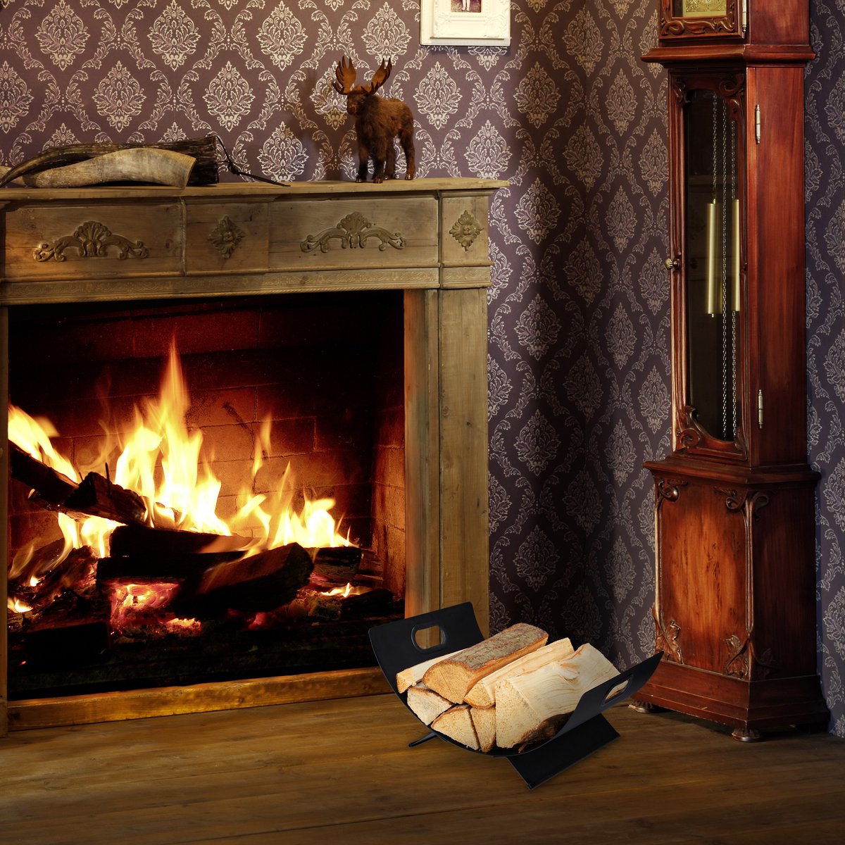 houtmand haardhout metaal - binnen - 18,5 x 40,5 x 33 cm - groot - zwart — cadeau in Wonen & Interieur - foto 6