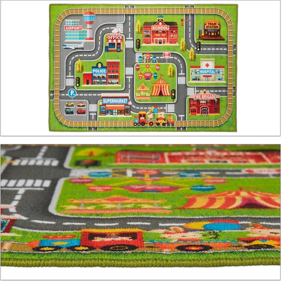 Kids Globe Tapis de Jeu avec Voiture (Feux de Circulation Lumineux, Tapis  pour Enfant avec Camion de Pompier, Voiture de Police, Voiture de  Sauvetage, Dimensions 120 x 72 cm, Batterie Incluse) 