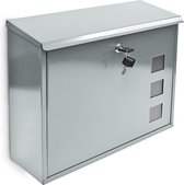 Perel Wandbrievenbus Ibiza voor buiten zwart met naamplaat en slot, compacte metalen wandbrievenbus incl. 2 sleutels en montagemateriaal, brede briefgleuf, modern design voor woning en kantoor