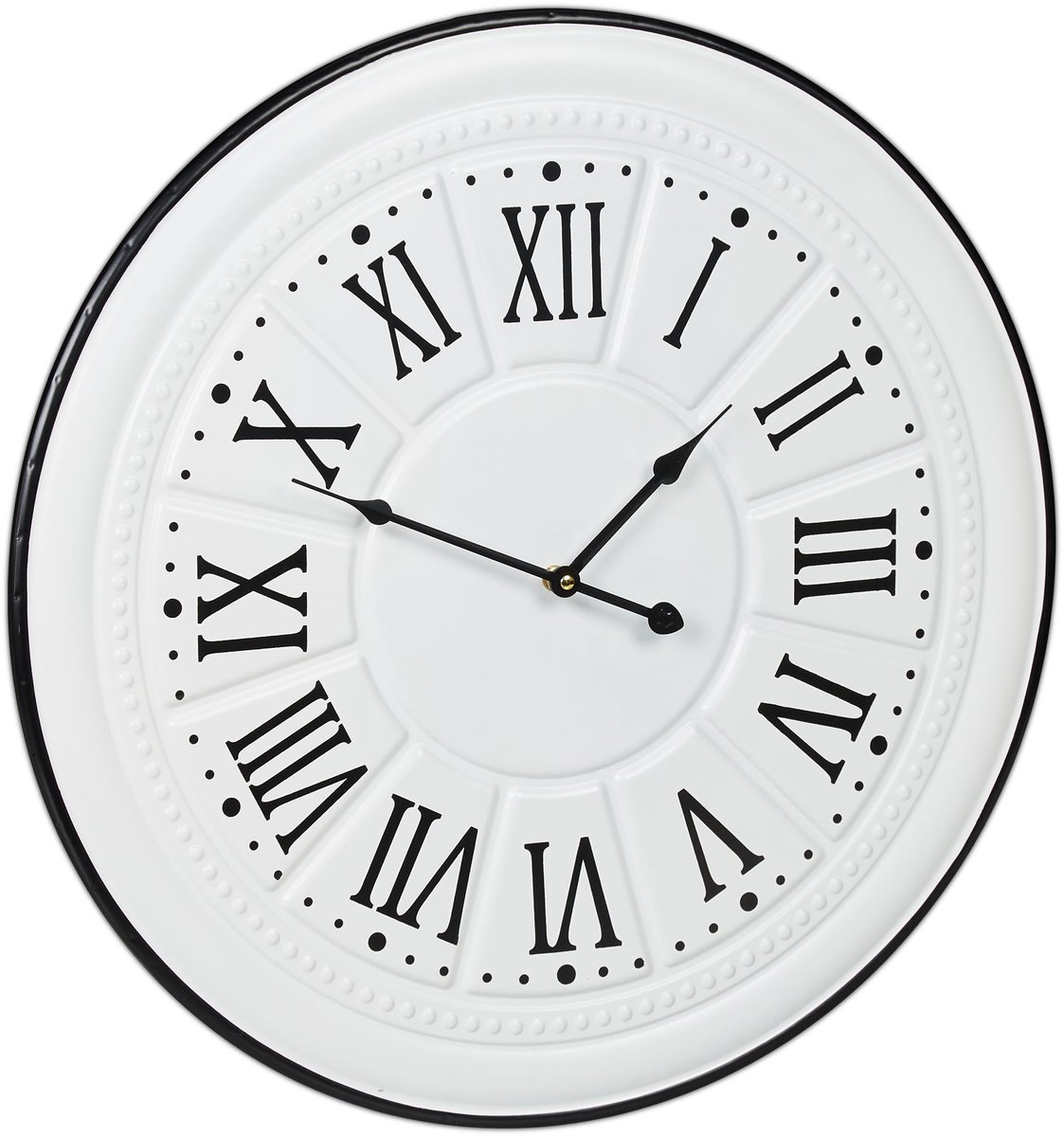 wandklok vintage - Ø 58 cm - romeinse cijfers - stille klok - wit