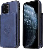 GSMNed – Leren telefoonhoes iPhone X/Xs blauw – Luxe iPhone hoesje – pasjeshouder – Portemonnee met magneetsluiting – blauw