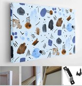 Hand Painting Abstract Watercolor Geometric Shapes with Ink Stains Brush Strokes Repeating Pattern Isolated Background - Modern Art Canvas - Horizontal - 1682991178 - 80*60 Horizon
