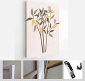 Collection of contemporary art posters in pastel colors. Abstract leaves and fruits, branches, lemons. Great design for social media, postcards, print - Modern Art Canvas - Vertica