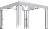 vidaXL Prieel met dubbel dak en LED-lichtslinger 3x3 m wit